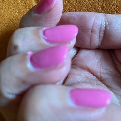 Queen's Nails & Spa - Cuticles popping up with paint, corners missing powder and paint on full nails