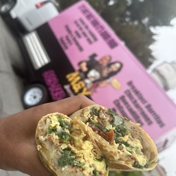 M&Y Boorrito - Sausage, bacon breakfast burrito. With spinach - Food Trucks Near Me - Rialto , California