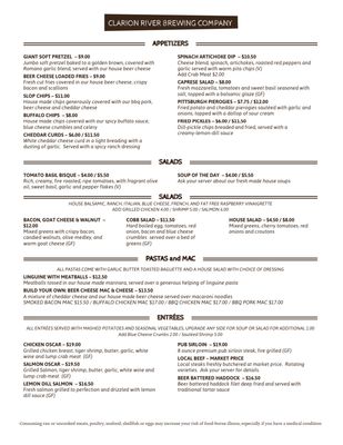 Menu photo 7 Clarion River Brewing Company Clarion, PA Menu photo 7 Clarion River Brewing Company Clarion, PA
