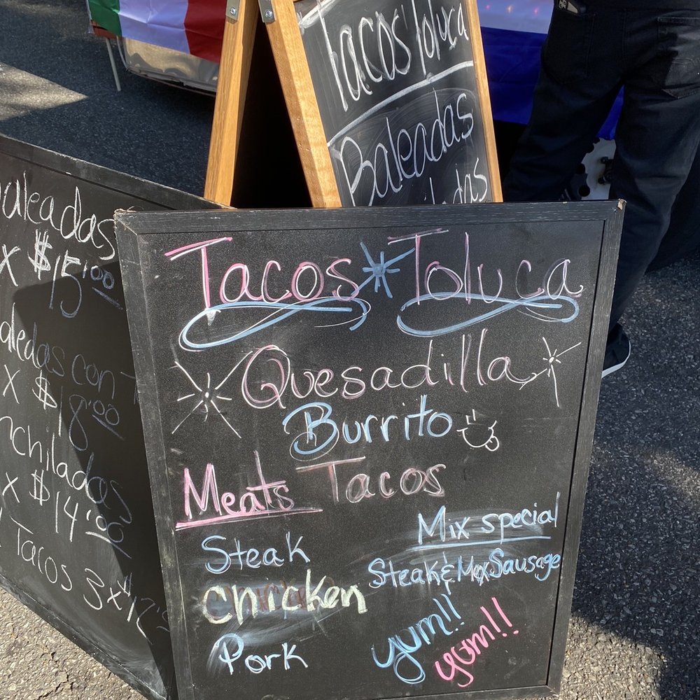 Tacos Toluca - a blackboard with mexican food written on it - Food Trucks Near Me - Birmingham, Alabama Tacos Toluca - a blackboard with mexican food written on it - Food Trucks Near Me - Birmingham, Alabama