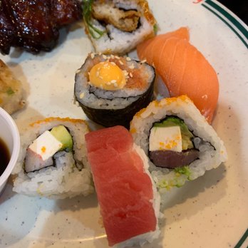 Hibachi and Sushi Super Buffet - Random sushi and a piece of Thai chicken - Chinese Near Me - Pelham, Alabama