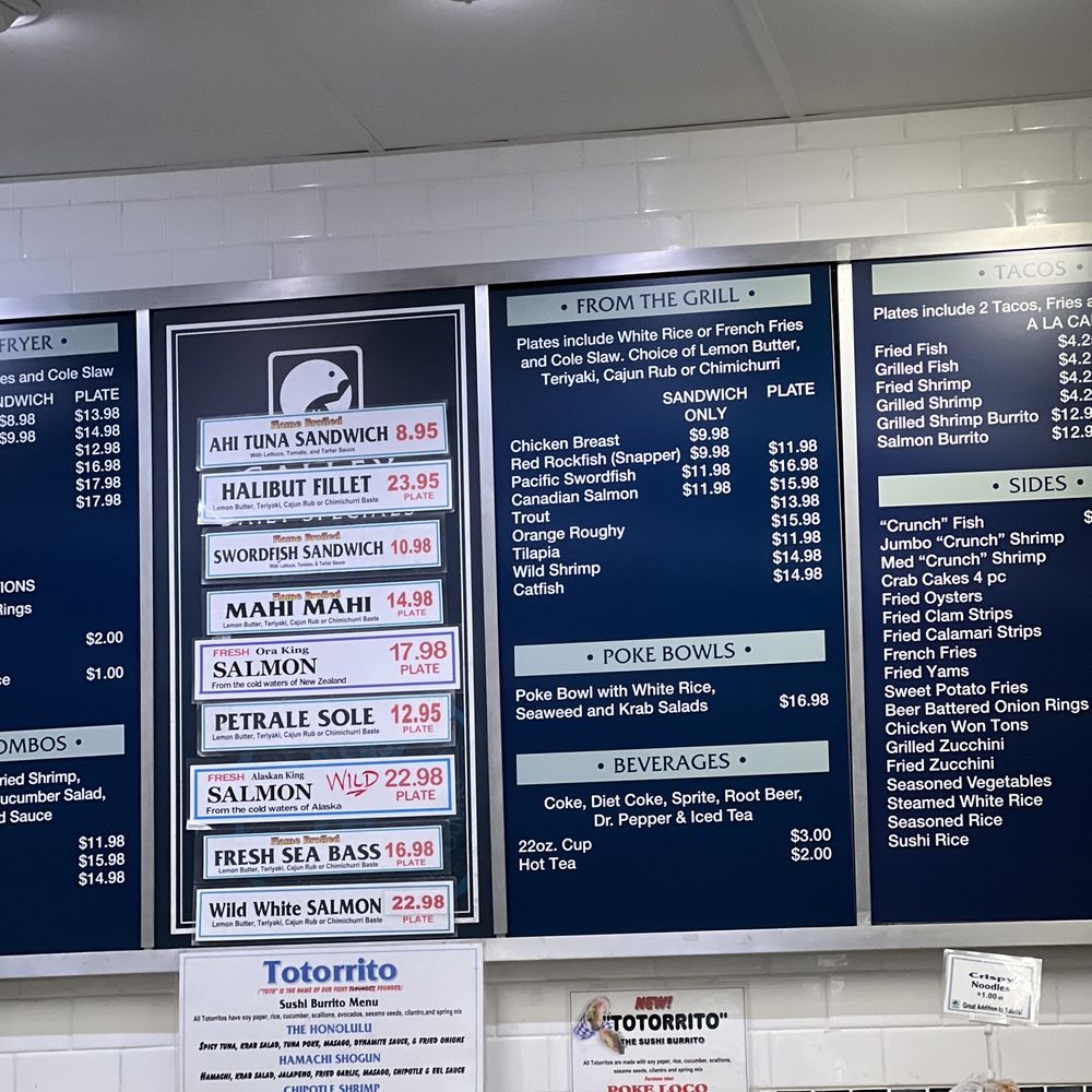 Fish King - Menu as of 1/20/24 - Seafood Markets Near Me - Glendale, California