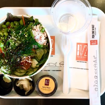 Poki One N Half - Regular bowl $8.99 with a side of spicy mayo - Poke Near Me - San Diego, California Poki One N Half - Regular bowl $8.99 with a side of spicy mayo - Poke Near Me - San Diego, California