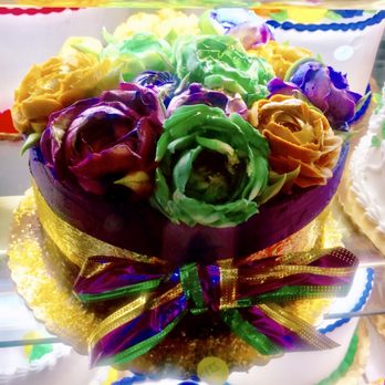 The Ambrosia Bakery - The flowers look so real! This is such a beautiful Mardi Gras flower cake! ($49.95) - Bakeries Near Me - Baton Rouge, Louisiana The Ambrosia Bakery - The flowers look so real! This is such a beautiful Mardi Gras flower cake! ($49.95) - Bakeries Near Me - Baton Rouge, Louisiana