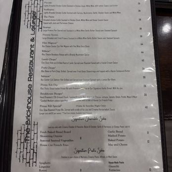 Brick House Restaurant & Lounge - Menu - Italian Near Me - Lodi, California