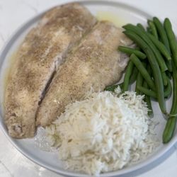John's Farms - Lemon Sole Meniere w/White rice and String beans