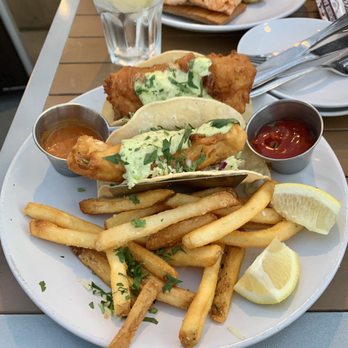 Teddy's By The Sea - Fish battered tacos & grilled salmon plate. - Seafood Near Me - Carpinteria, California