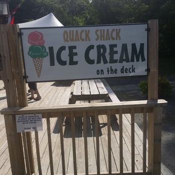 Quack Shack - a sign for ice cream on the deck - Ice Cream & Frozen Yogurt Near Me - Sunapee, New Hampshire