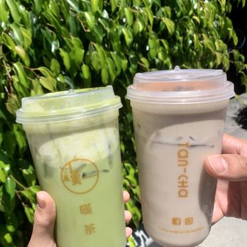 Tan-Cha - Uji Matcha w/cheese foam, roasted oolong milk tea w/tiramisu foam - Bubble Tea Near Me - Los Angeles, California Tan-Cha - Uji Matcha w/cheese foam, roasted oolong milk tea w/tiramisu foam - Bubble Tea Near Me - Los Angeles, California