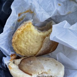 Chevron - Jimmy Dean breakfast sandwich with cheese unidentifiable meat.