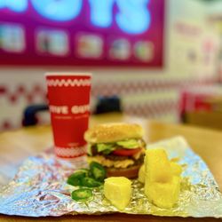 Five Guys - Hawaiian Cheeseburger with fries and a shake