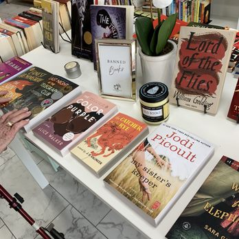 Happy Medium Books Café - Part of the Banned Books display. - Bookstores Near Me - Jacksonville, Florida