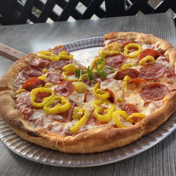 Danny Boy's Pizza - Pepperoni pizza with banana peppers... YUM - Italian Near Me - Rocky River, Ohio