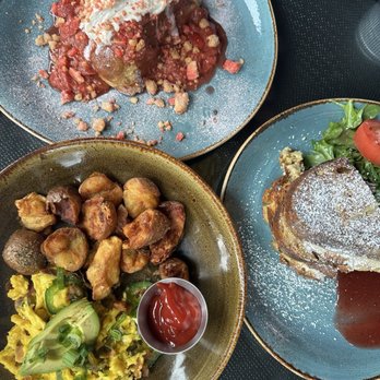 insideOUT - French toast ($18.5), Monte cristo ($18.5), and Cali scramble ($15.5 + $2.5 for potatoes) - Lounges Near Me - San Diego, California insideOUT - French toast ($18.5), Monte cristo ($18.5), and Cali scramble ($15.5 + $2.5 for potatoes) - Lounges Near Me - San Diego, California