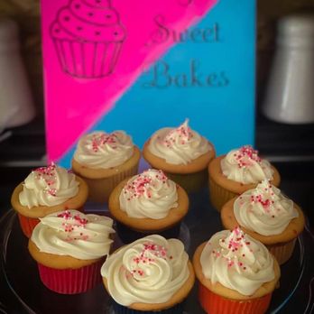 DJ's Sweet Bakes - "Happily ever after" - vanilla cake with birthday sprinkles with a cream cheese frosting topped with sprinkles. - Cupcakes Near Me