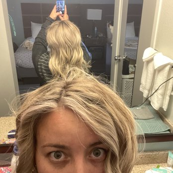 Stocks & Blondes Salon - The mullet like transition between my natural hair and the extensions - Hair Stylists Near Me - Mountain View, California