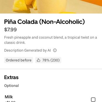 Los Munchies - A piña colada with the option of adding milk that I did not pay for so why was it in my drink? - Chicken Wings Near Me - The Bronx, New York