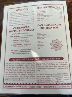 Menu photo 4 Old Ferry Landing Portsmouth, NH