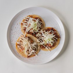 Besina - CHORIZO TACOS Farro. Salsa taquera. Cashew crema. Cabbage. SF