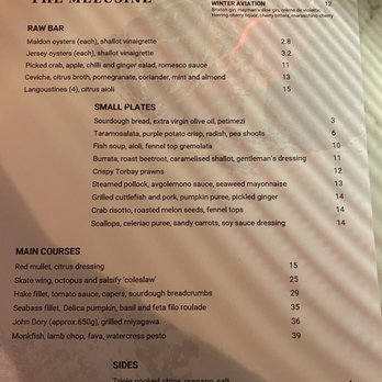 The Melusine - Menu - Seafood Near Me - London, XGL