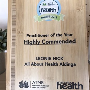 All About Health - Commendation plaque = very good sign! - Massage Therapy Near Me - Aldinga, SA