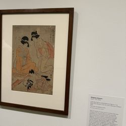 Berkeley Art Museum and Pacific Film Archive - Kitagawa Utamaro (1753-1806) ~ Little Boy Paints a Bodhidharma Figure in Ink, While Two Women Look On, from Talented Children {5/24/2025}