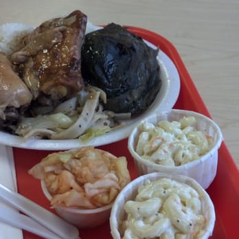 Grace's Inn - Lau Lau & Shoyu Chicken plate combo with white rice, kim chee, & mac salad. - Fast Food Near Me - Honolulu, Hawaii