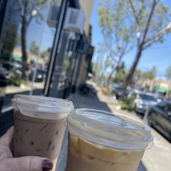 Zocalo Coffeehouse - The Borgia on left, caramel latte on right - Coffee & Tea Near Me - San Leandro, California Zocalo Coffeehouse - The Borgia on left, caramel latte on right - Coffee & Tea Near Me - San Leandro, California