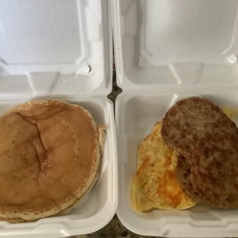 Charlie’s Way - This is a picture of the huge and delish portions of pancakes, sausage (I ordered a second helping) and eggs (scrambled with cheese). - American Near Me - Glen Allen, Virginia Charlie’s Way - This is a picture of the huge and delish portions of pancakes, sausage (I ordered a second helping) and eggs (scrambled with cheese). - American Near Me - Glen Allen, Virginia