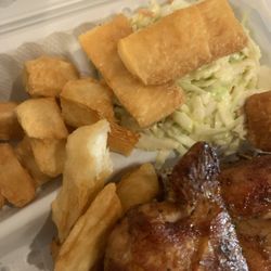 Don Pollo - Old stale yuca, and good looking but room temperature old chicken.