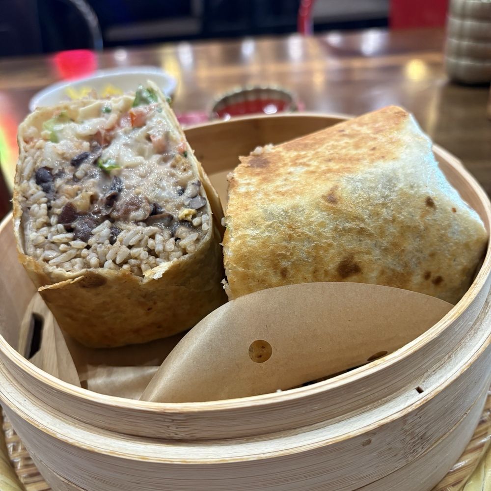 Dragon Casa - Black Walnut Shrimp Burrito which - Asian Fusion Near Me - Dallas, Texas