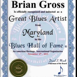 Brian Gross Annandale Guitar Lessons - Inducted into the Blues hall of fame