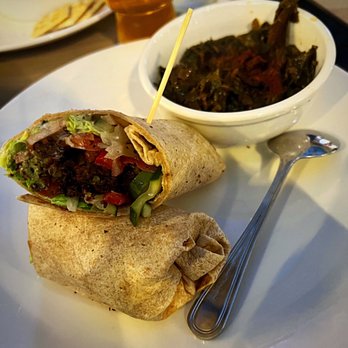 Jekyll Brewing - Black Bean Quinoa Falafel wrap with Collard Greens. Pretty good. Collards had a good spice. - American Near Me - Woodstock, Georgia
