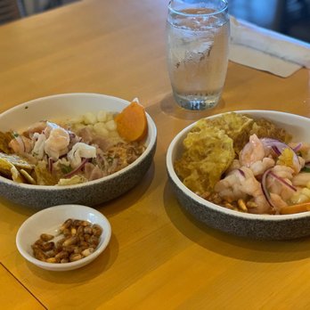SuViche - Sushi and Ceviche - Ceviche Verde Fish and Shrimp (with a side of toasted peanuts) - Peruvian Near Me - Miami, Florida