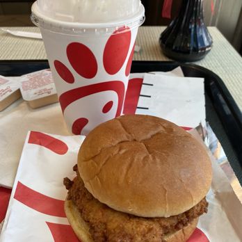 Chick-fil-A - Chicken sandwich with strawberry shake! - Chicken Shop Near Me - Parsippany, New Jersey