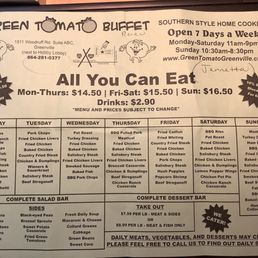 Menu with contact info as of 11/25 Menu with contact info as of 11/25
