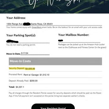 Annadel - Move In Check list confirming deposit required - Apartments Near Me - Santa Rosa, California