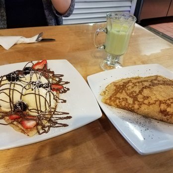 iJAVA Cafe - iJava delight on the left and Rob's crepe on the right. And my matcha green latte. - Cafes Near Me - San Jose, California iJAVA Cafe - iJava delight on the left and Rob's crepe on the right. And my matcha green latte. - Cafes Near Me - San Jose, California