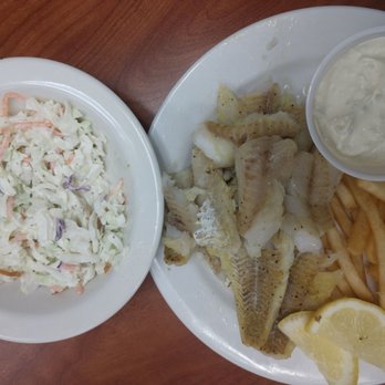 YoChef's Catering - Baked fish with coleslaw and fries. YUM! If you want baked, you have to call ahead. The family loved the beer battered fish too. - Caterers Near Me - Grand Rapids, Michigan
