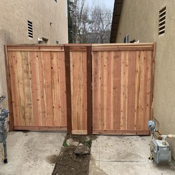 High Desert Affordable Fencing - Completed redwood fence and gates. - Fences & Gates Near Me High Desert Affordable Fencing - Completed redwood fence and gates. - Fences & Gates Near Me