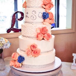 My 5 tier wedding cake, citrus flavor, with alternating pineapple and strawberry gel in between