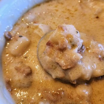 Lost Roo - Close up of seafood chowder: clams, cod, and salmon (6/18/25) - American Near Me - Long Beach, Washington Lost Roo - Close up of seafood chowder: clams, cod, and salmon (6/18/25) - American Near Me - Long Beach, Washington