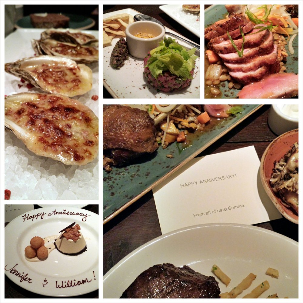 Gemma - Baked oyster, beef tartare, duck breast & confit leg, Brandt prime flat iron steak and white chocolate espresso semifreddo. - French Near Me - Dallas, Texas Gemma - Baked oyster, beef tartare, duck breast & confit leg, Brandt prime flat iron steak and white chocolate espresso semifreddo. - French Near Me - Dallas, Texas
