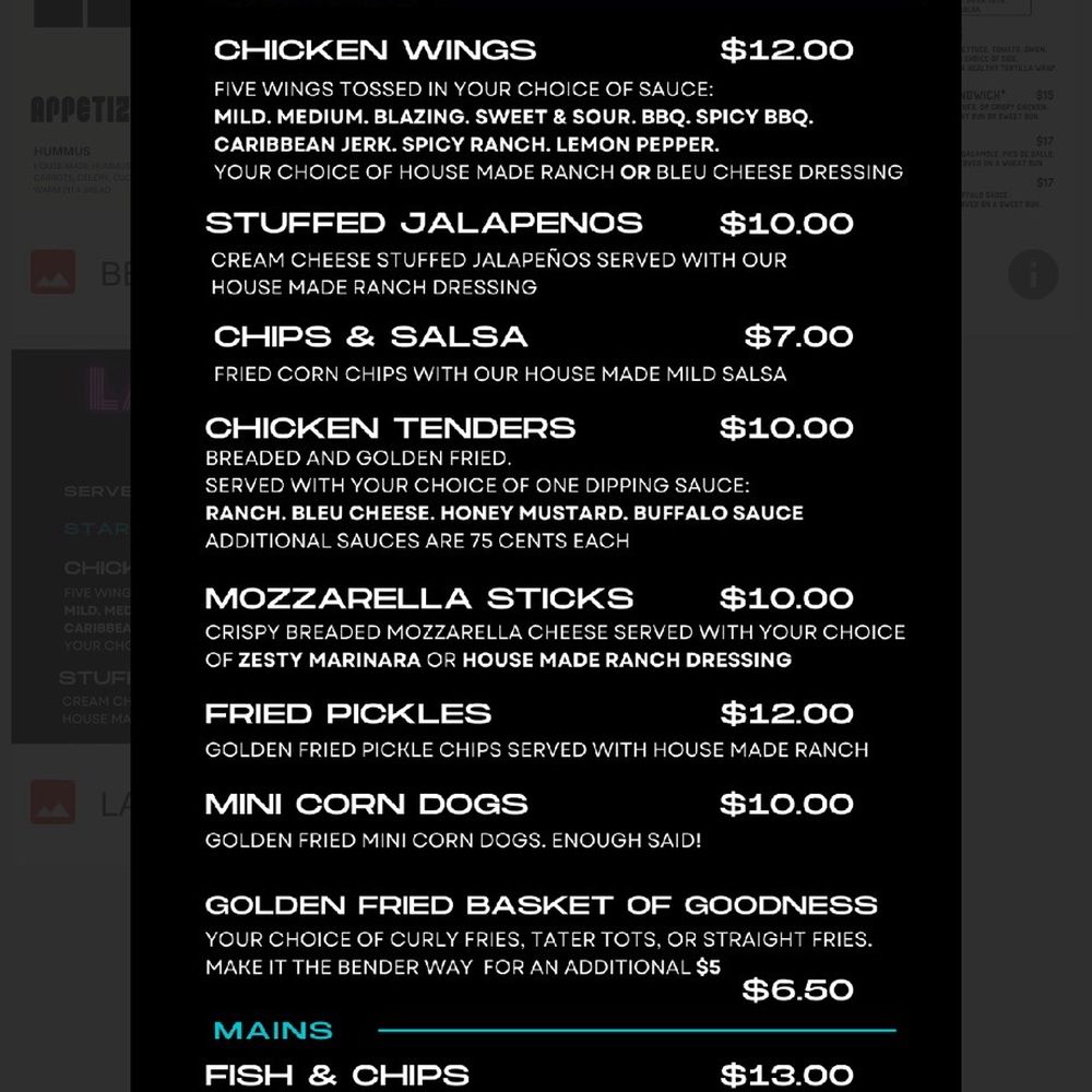 Late night menu