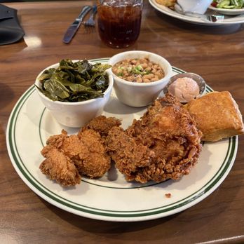 Fixins - Two-piece plate with black eyed peas and collards - Soul Food Near Me - Detroit, Michigan