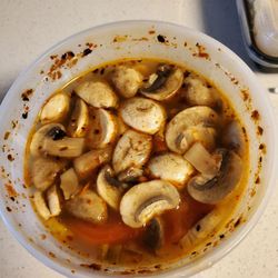 Thai Rama - Thai style hot and sour soup. Spicy which I need since Im sick. Tofu on bottom