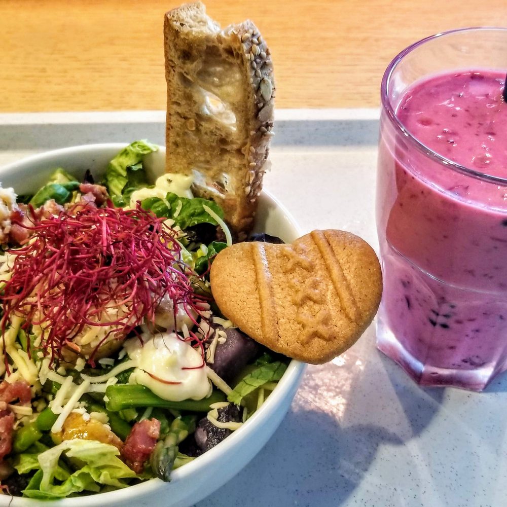 Le Tambourin - Cobb Salad w/ free cookie and Berry Smoothie - Cafes Near Me - Amsterdam, New Hampshire