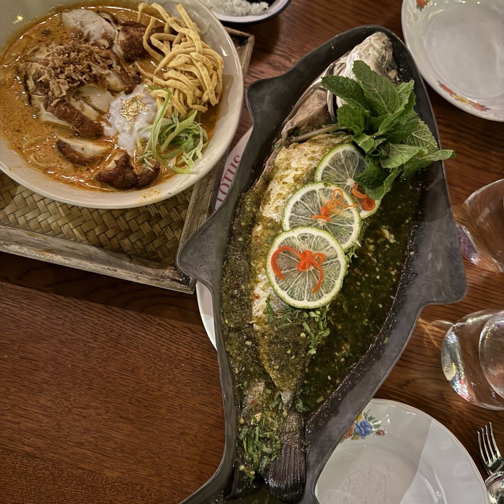 Pink Lotus Thai Restaurant - Steamed BRANZINO, KHAO SOI - Thai Near Me - Atlanta, Georgia Pink Lotus Thai Restaurant - Steamed BRANZINO, KHAO SOI - Thai Near Me - Atlanta, Georgia