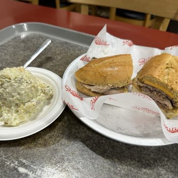 Philippe the Original - Beef Dip (double) and side of Potato Salad - Sandwiches Near Me - Los Angeles, California