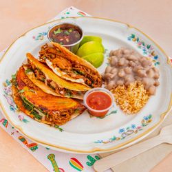 El Nopalito Vegan Taqueria - One of the favorites: the quesabirria, king oyster mushroom, seitan beef or soy chicken.